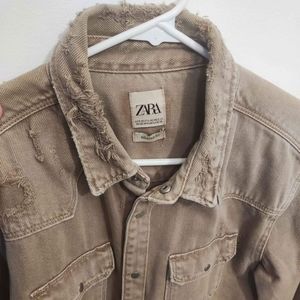 Zara distressed denim overshirt size M
